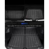 3-delige Kofferbakmat TPE voor Tesla Model Y 2021-2024, Anti-slip en Waterdicht