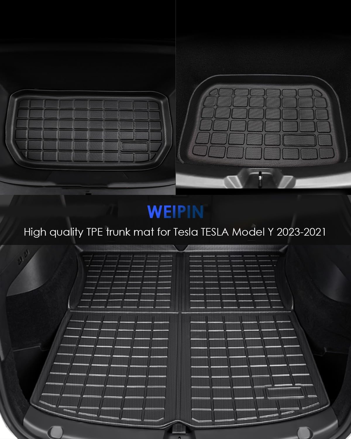 3-delige Kofferbakmat TPE voor Tesla Model Y 2021-2024, Anti-slip en Waterdicht