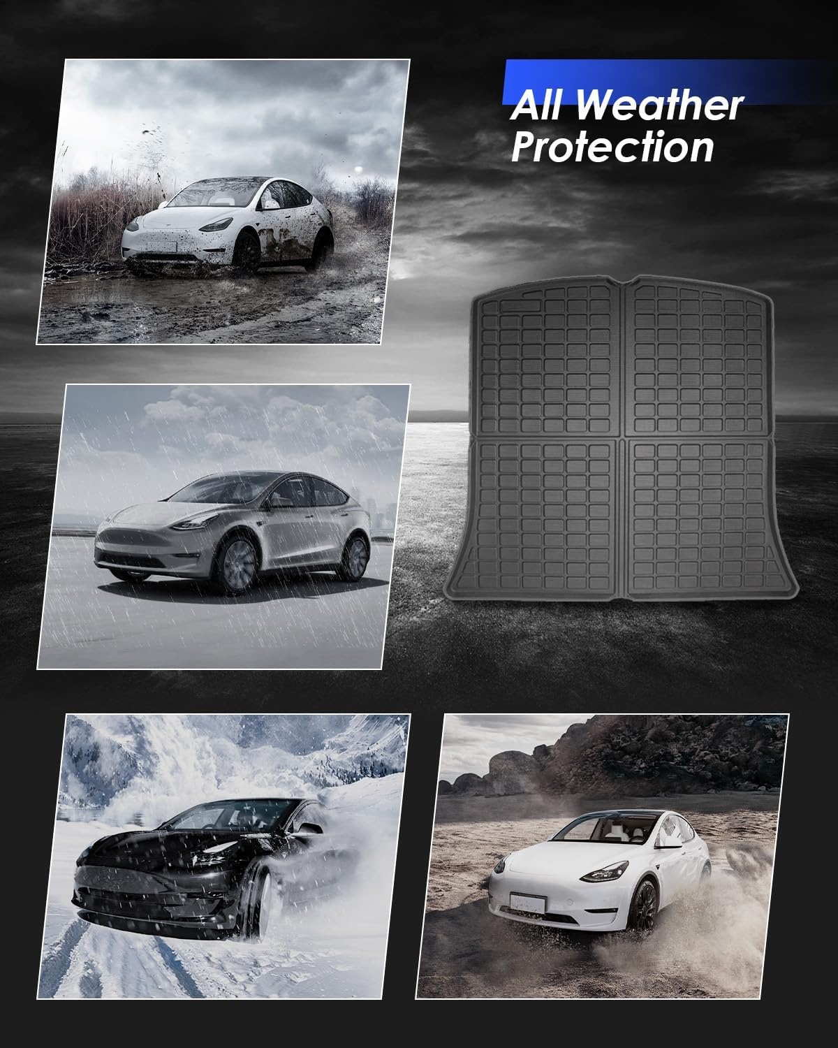 3-delige Kofferbakmat TPE voor Tesla Model Y 2021-2024, Anti-slip en Waterdicht