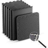 EVA Gym Foam Mat; 24 stuks; 30,5 x 30,5 cm; zwart; antislip in elkaar grijpende puzzelvloertegels voor thuis, training, garage