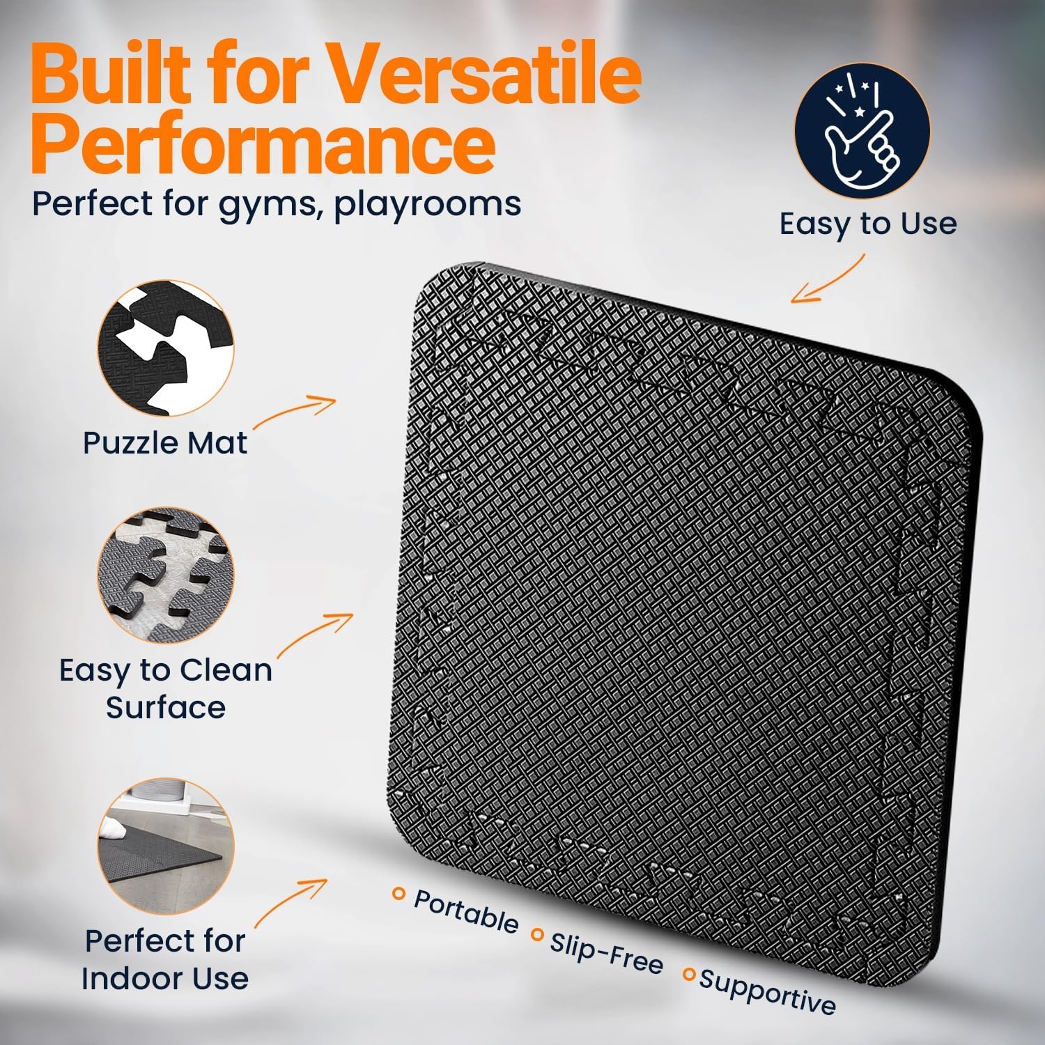 EVA Gym Foam Mat; 24 stuks; 30,5 x 30,5 cm; zwart; antislip in elkaar grijpende puzzelvloertegels voor thuis, training, garage