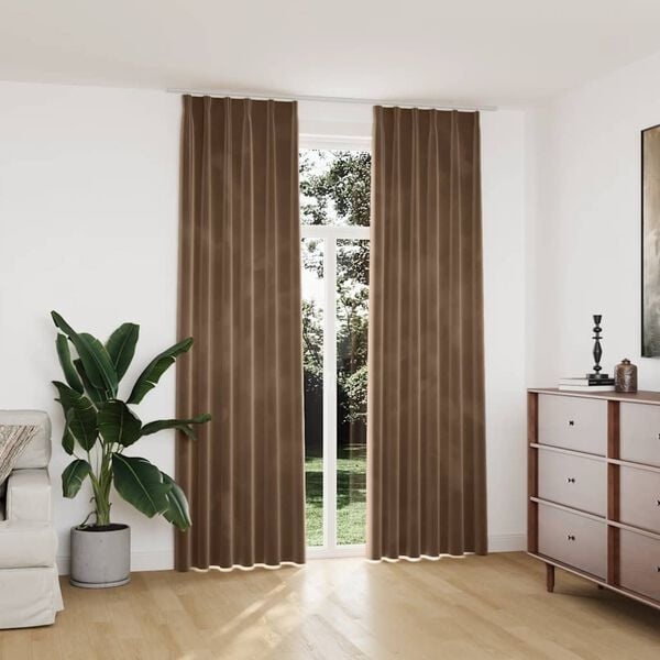 Verduisterende Fluweel Gordijnen Beige (2 st.) - 34% Korting