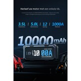 Starthulp Powerbank 1000 A 12 V Startkabel & Booster voor Benzine 3,5 L, Diesel 5,0 L Auto Starthulp met Jump Starter Safe