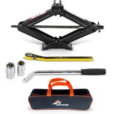 AMVIA Autokrik Schaar Krik 1.5 Ton (3.300 lbs) met Bandenwissel Set - Universeel en Compact