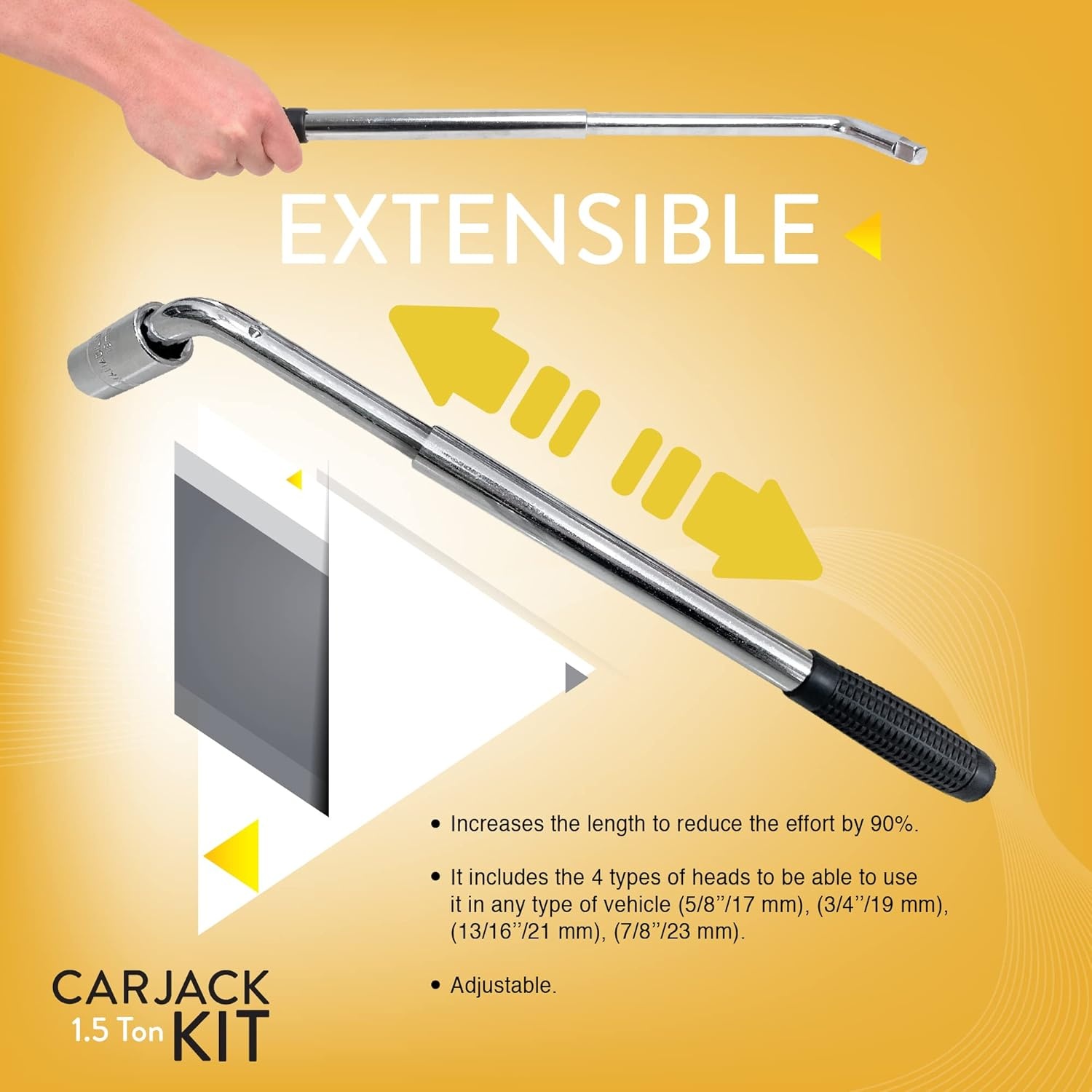 AMVIA Autokrik Schaar Krik 1.5 Ton (3.300 lbs) met Bandenwissel Set - Universeel en Compact