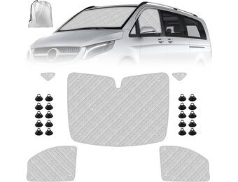Wohnmobil Windscherm Zonnescherm Vervanging voor Mercedes-Benz VITO III W447 2014-2022, Zonnescherm voor voorruit, Intern Thermorolgordijn Set met Opbergtas (5PCS-voor W447)