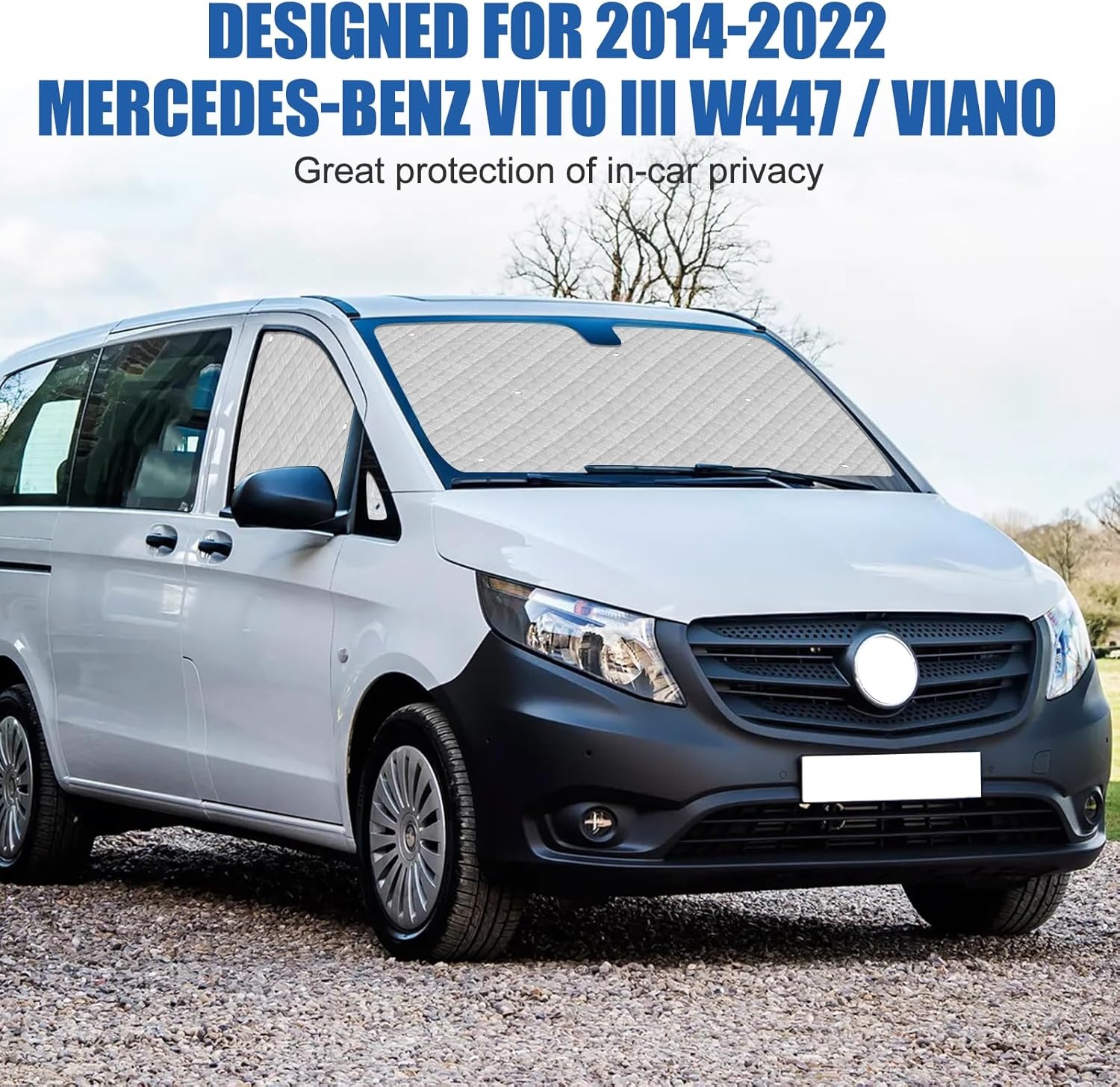 Wohnmobil Windscherm Zonnescherm Vervanging voor Mercedes-Benz VITO III W447 2014-2022, Zonnescherm voor voorruit, Intern Thermorolgordijn Set met Opbergtas (5PCS-voor W447)