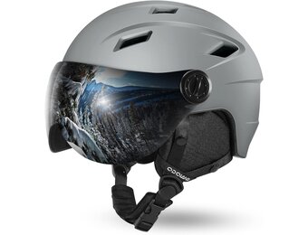 Odoland Skihelm Volgelaats met Vizier, Sporthelm voor Mannen en Vrouwen, Snowboard Helm met Masker UV 400 Bescherming en Winddicht, Helm voor Wintersporten