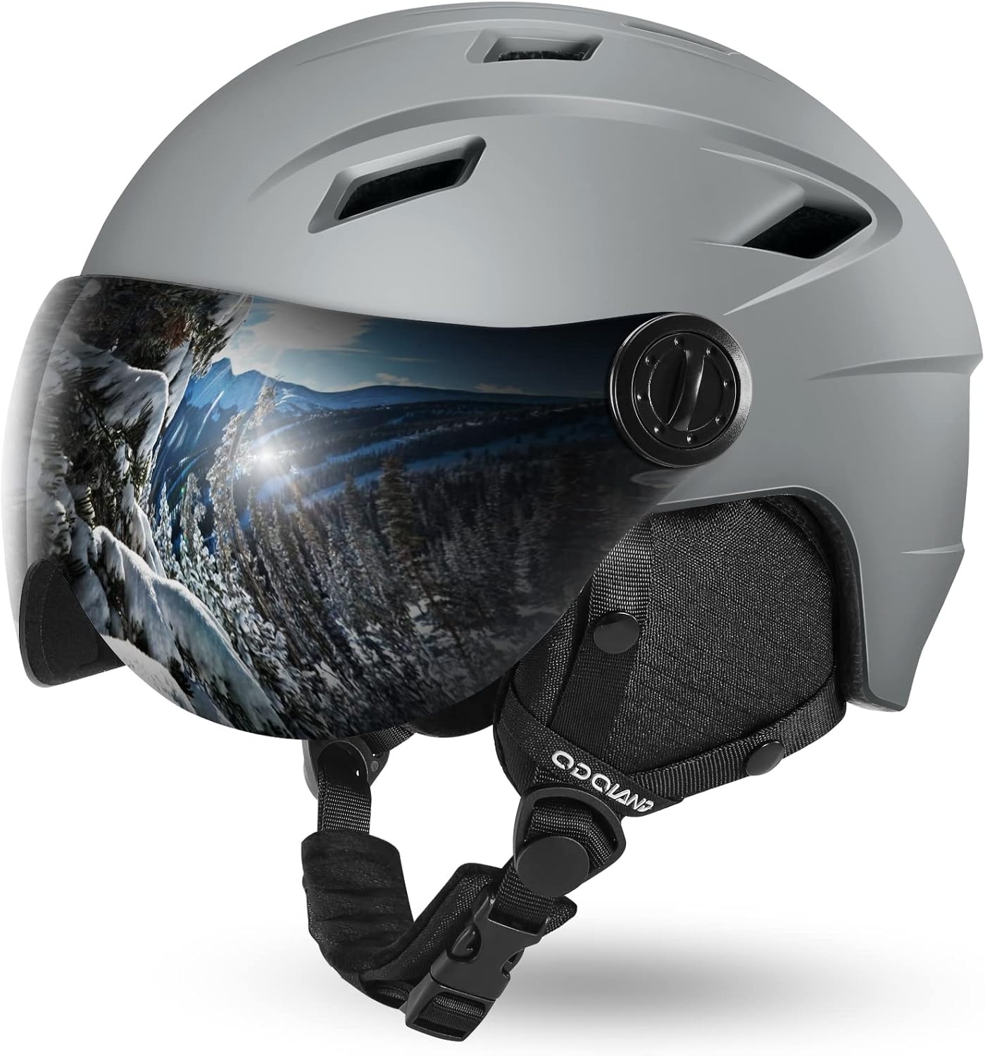 Odoland Skihelm Volgelaats met Vizier, Sporthelm voor Mannen en Vrouwen, Snowboard Helm met Masker UV 400 Bescherming en Winddicht, Helm voor Wintersporten