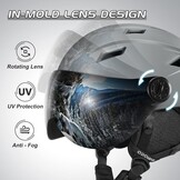 Odoland Skihelm Volgelaats met Vizier, Sporthelm voor Mannen en Vrouwen, Snowboard Helm met Masker UV 400 Bescherming en Winddicht, Helm voor Wintersporten