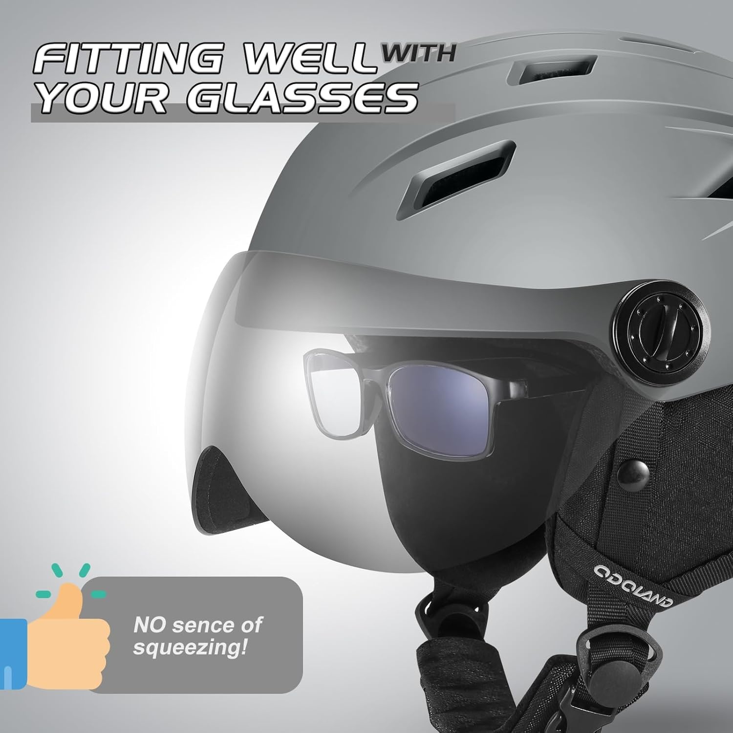Odoland Skihelm Volgelaats met Vizier, Sporthelm voor Mannen en Vrouwen, Snowboard Helm met Masker UV 400 Bescherming en Winddicht, Helm voor Wintersporten