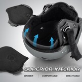 Odoland Skihelm Volgelaats met Vizier, Sporthelm voor Mannen en Vrouwen, Snowboard Helm met Masker UV 400 Bescherming en Winddicht, Helm voor Wintersporten
