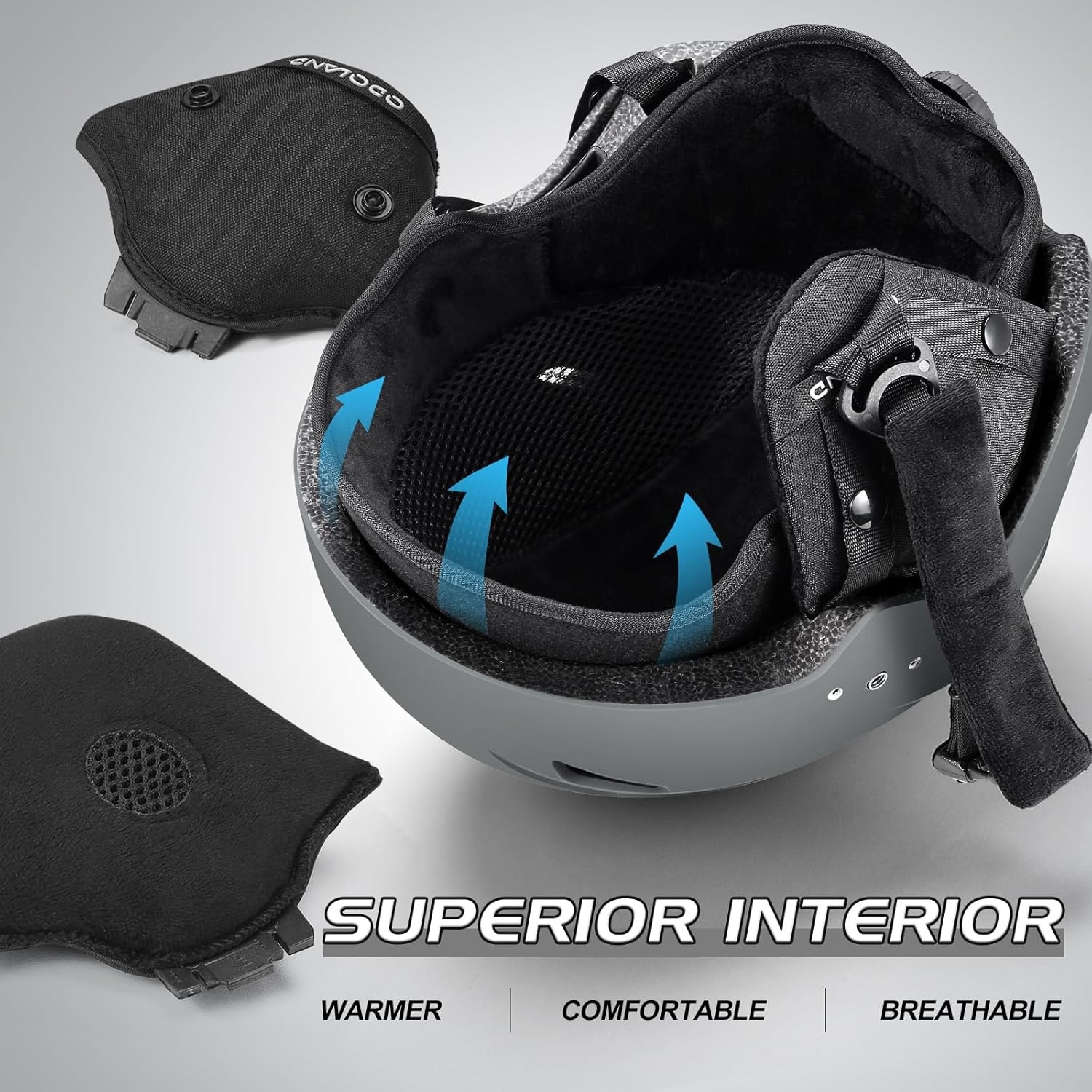 Odoland Skihelm Volgelaats met Vizier, Sporthelm voor Mannen en Vrouwen, Snowboard Helm met Masker UV 400 Bescherming en Winddicht, Helm voor Wintersporten