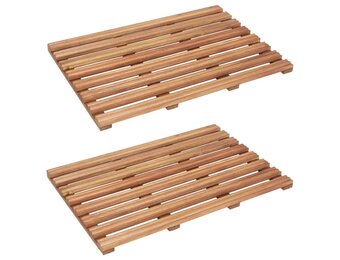 vidaXL Badmatten 2 st massief acaciahout 56x37 cm