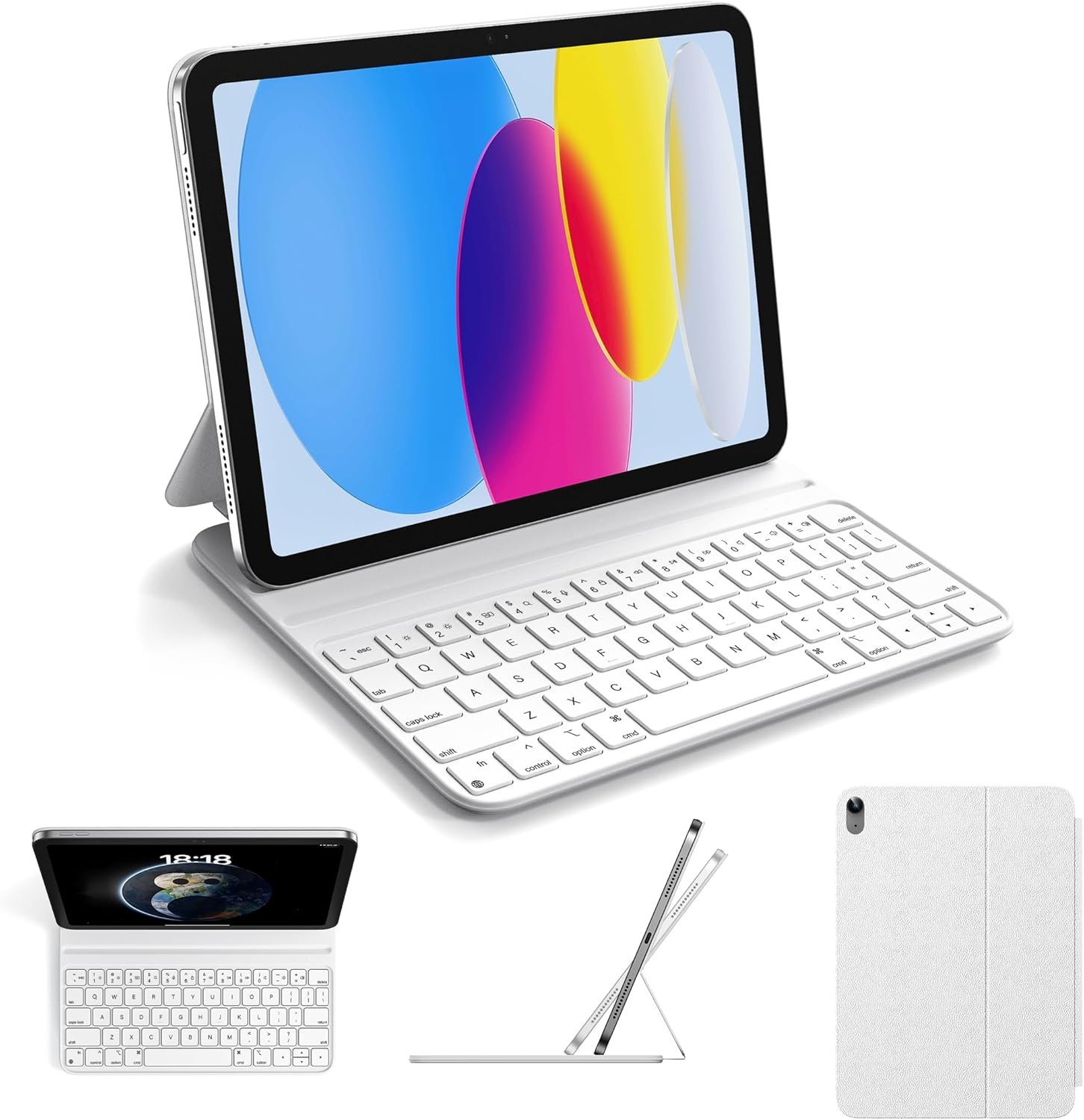 Hoes met Toetsenbord voor iPad 10e Gen (2022) 10,9" - Ultra Dun, Wit, 77% Korting