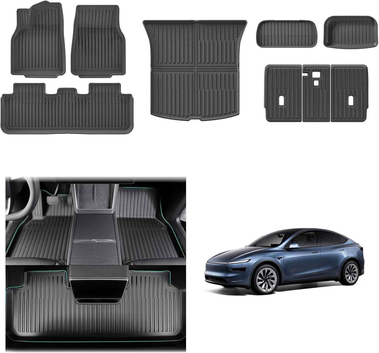 9-delige Vloermatten & Kofferbakmatten Set voor Tesla Model Y Juniper (35% Korting)