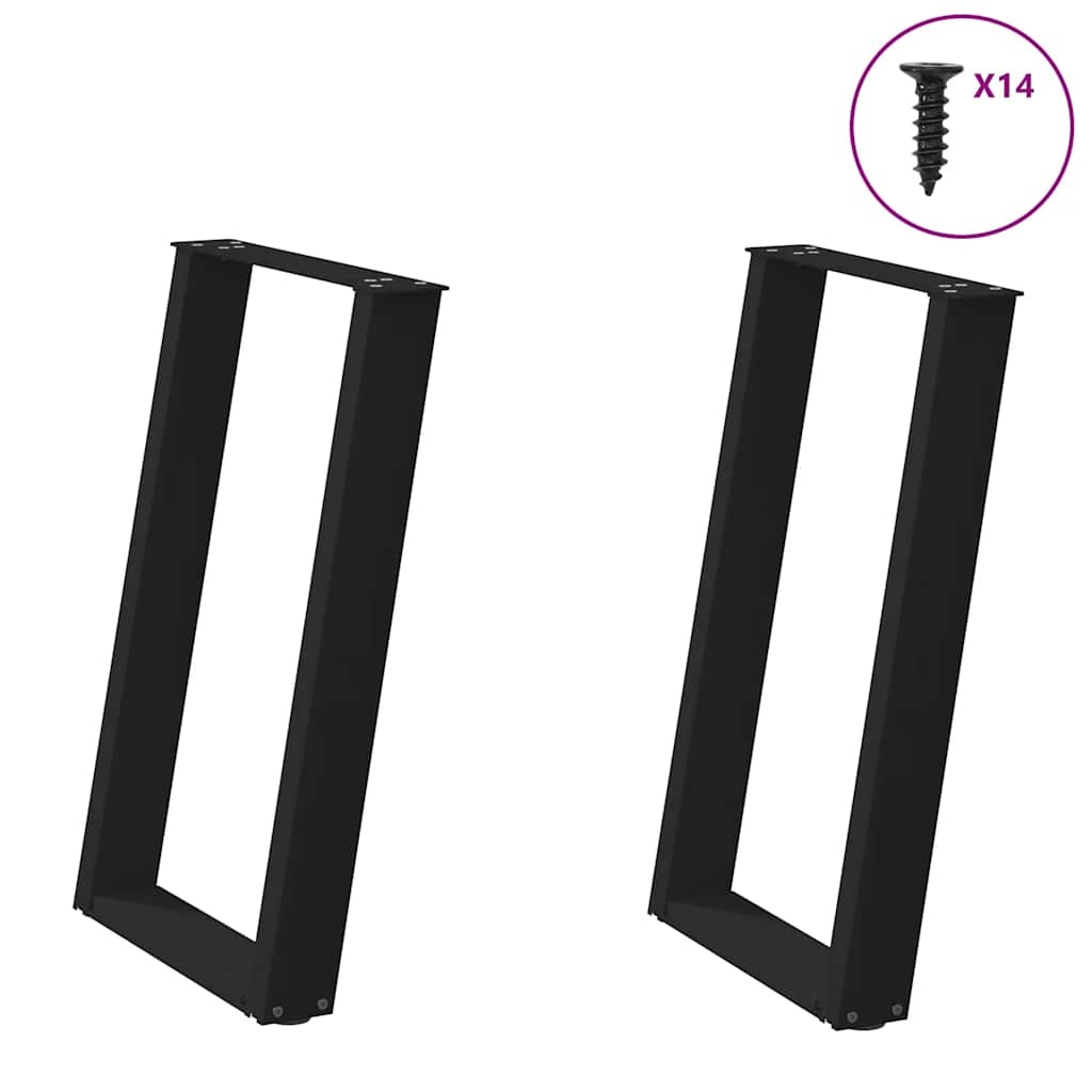 vidaXL Eettafelpoten 2 st U-vormig 60x(72-73) cm staal zwart