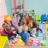 Tapijt voor kinderkamer, rechthoekig kindertapijt met alfabetmotief, antislip tapijt voor speelkamer, slaapkamer, 160 x 230 cm