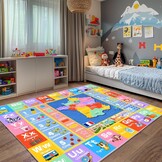 Tapijt voor kinderkamer, rechthoekig kindertapijt met alfabetmotief, antislip tapijt voor speelkamer, slaapkamer, 160 x 230 cm