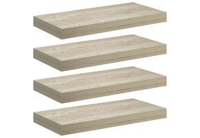 Set van 4 Zwevende Wandschappen Eikenkleurig - 65% Korting!