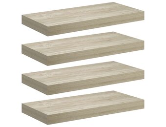 vidaXL Wandschappen zwevend 4 st 50x23x3,8 cm MDF eikenkleurig
