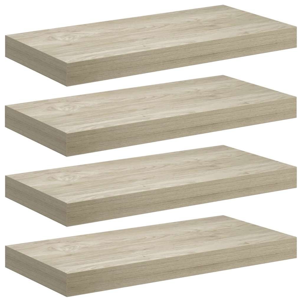 vidaXL Wandschappen zwevend 4 st 50x23x3,8 cm MDF eikenkleurig
