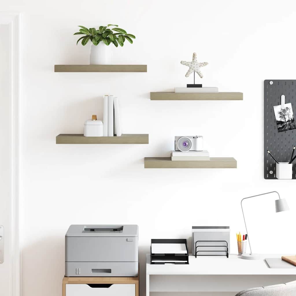 vidaXL Wandschappen zwevend 4 st 50x23x3,8 cm MDF eikenkleurig