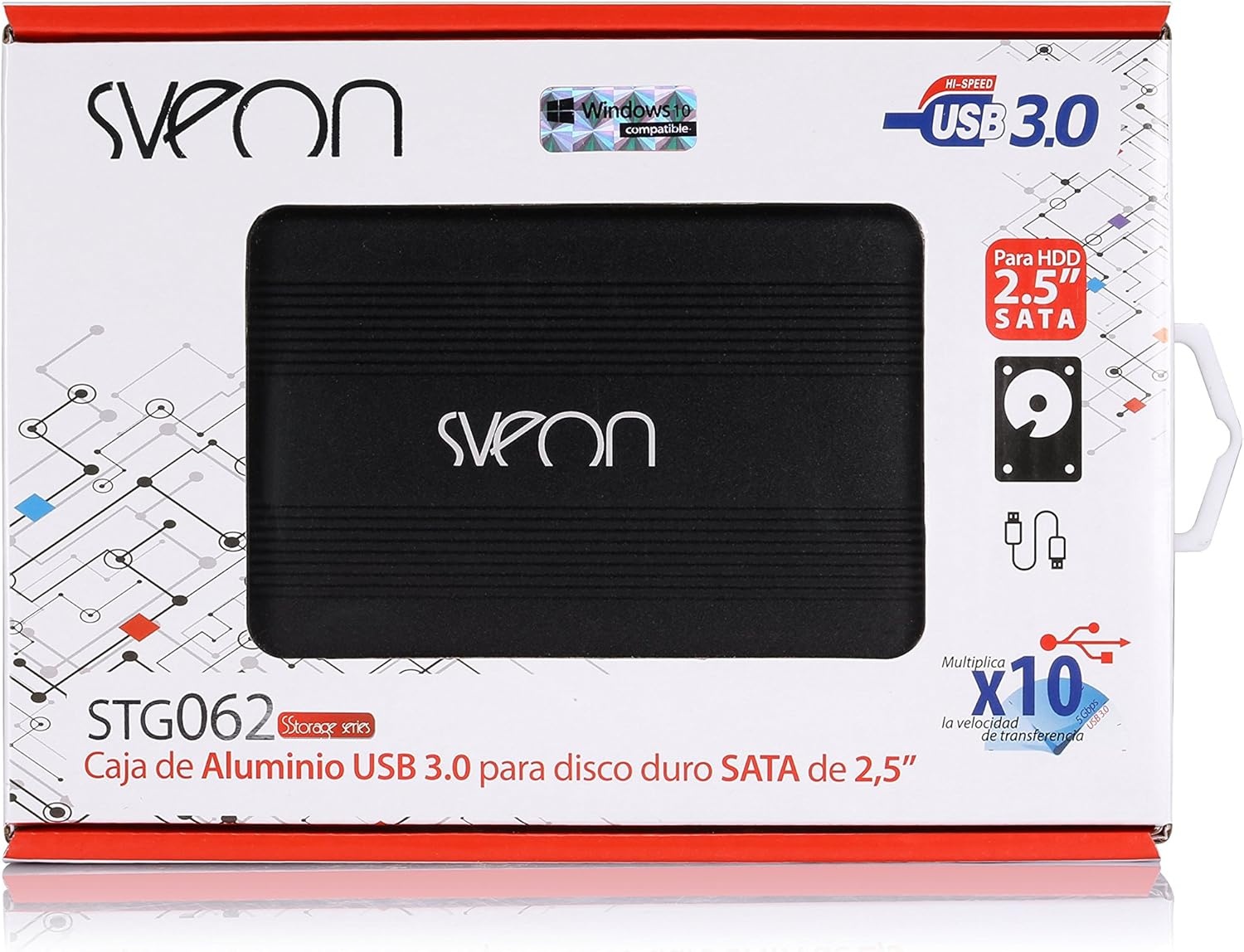 Sveon STG062 - Externe harde schijf behuizing - 2,5 inch - USB 3.0 - aluminium, zwart