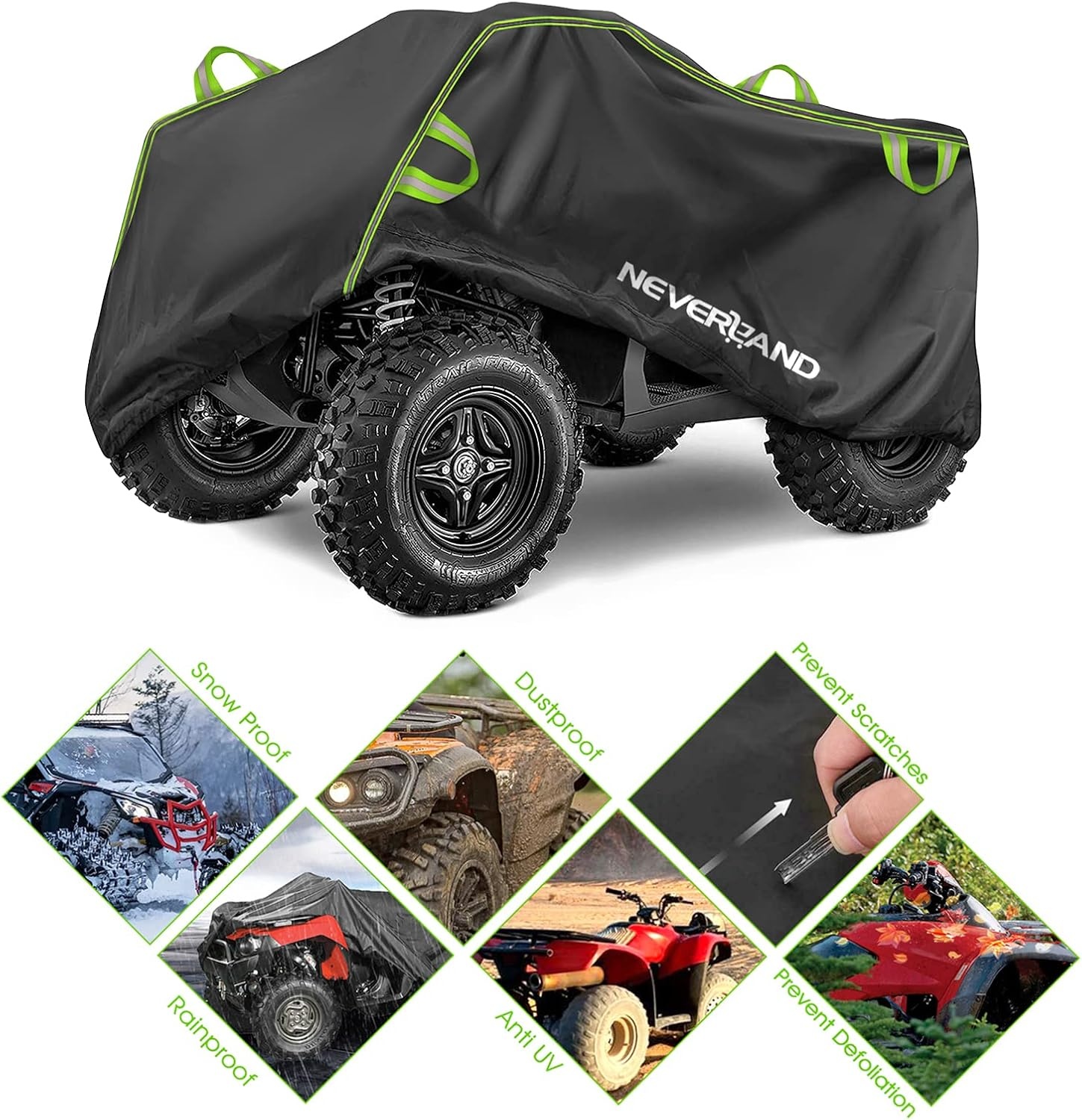 NEVERLAND ATV Cover Waterdichte Outdoor Heavy Duty 4 Wheeler Met Reflecterende Striping, Wind Sneeuw UV-Bescherming Stofdicht Voor Alle Motorfiets XL