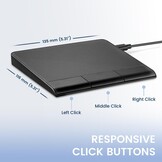 Perixx PERIPAD-506 Wired Slim USB Touchpad - Wired Afneembare Touchpad voor Desktop en Laptop Gebruiker - Groot Formaat 5.3x4.5x0.55" - Zwart