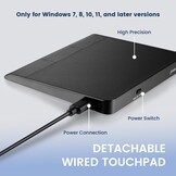 Perixx PERIPAD-506 Wired Slim USB Touchpad - Wired Afneembare Touchpad voor Desktop en Laptop Gebruiker - Groot Formaat 5.3x4.5x0.55" - Zwart