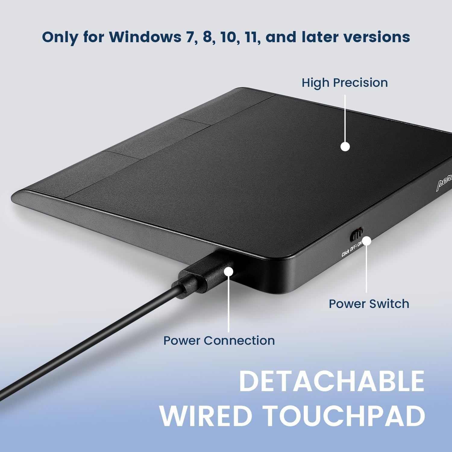 Perixx PERIPAD-506 Wired Slim USB Touchpad - Wired Afneembare Touchpad voor Desktop en Laptop Gebruiker - Groot Formaat 5.3x4.5x0.55" - Zwart
