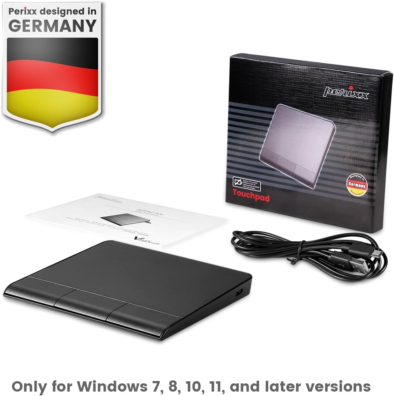 Perixx PERIPAD-506 Wired Slim USB Touchpad - Wired Afneembare Touchpad voor Desktop en Laptop Gebruiker - Groot Formaat 5.3x4.5x0.55" - Zwart