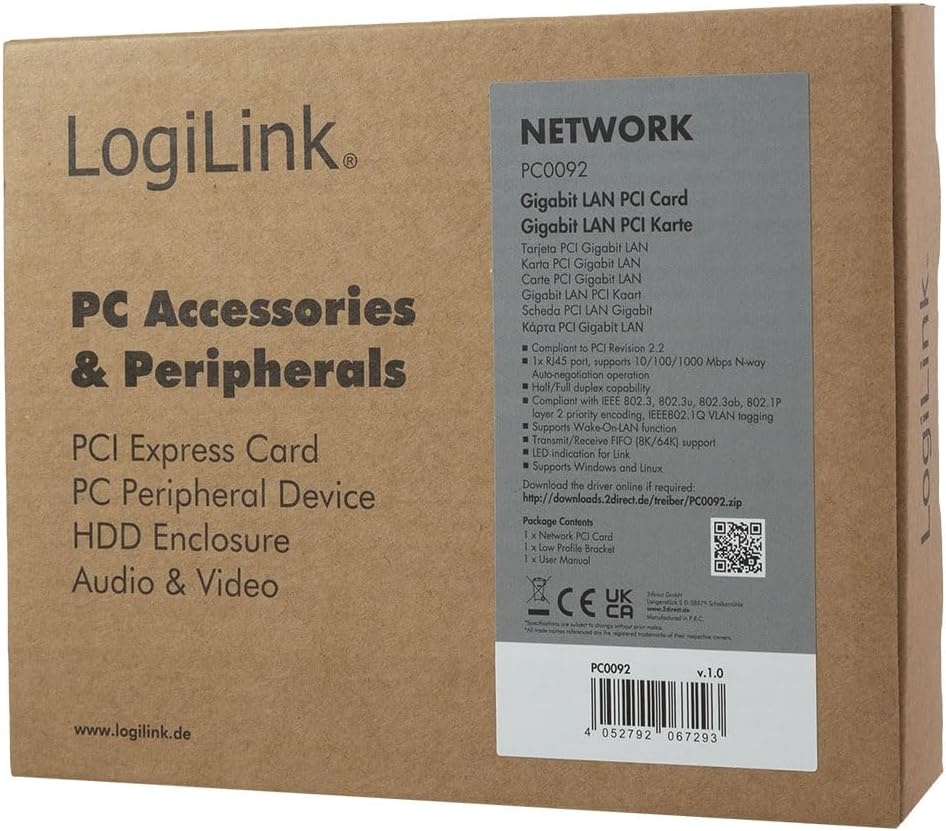 LogiLink Gigabit LAN PCI-kaart met WOL-functie (Wake-On-LAN), 1-poort