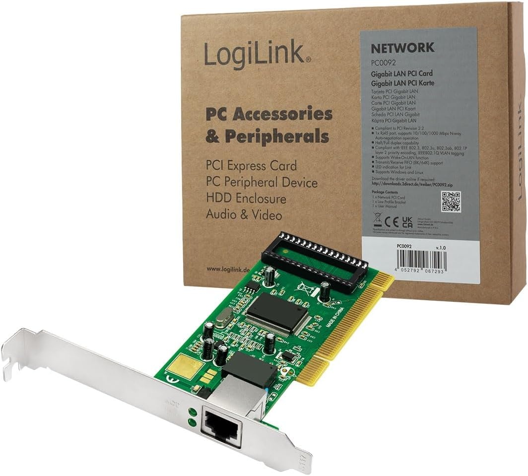 LogiLink Gigabit LAN PCI-kaart met WOL-functie (Wake-On-LAN), 1-poort