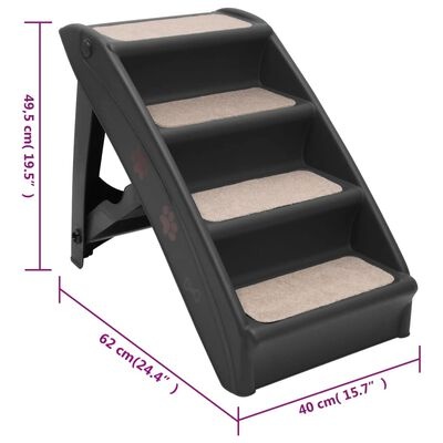 vidaXL Hondentrap inklapbaar 62x40x49,5 cm zwart