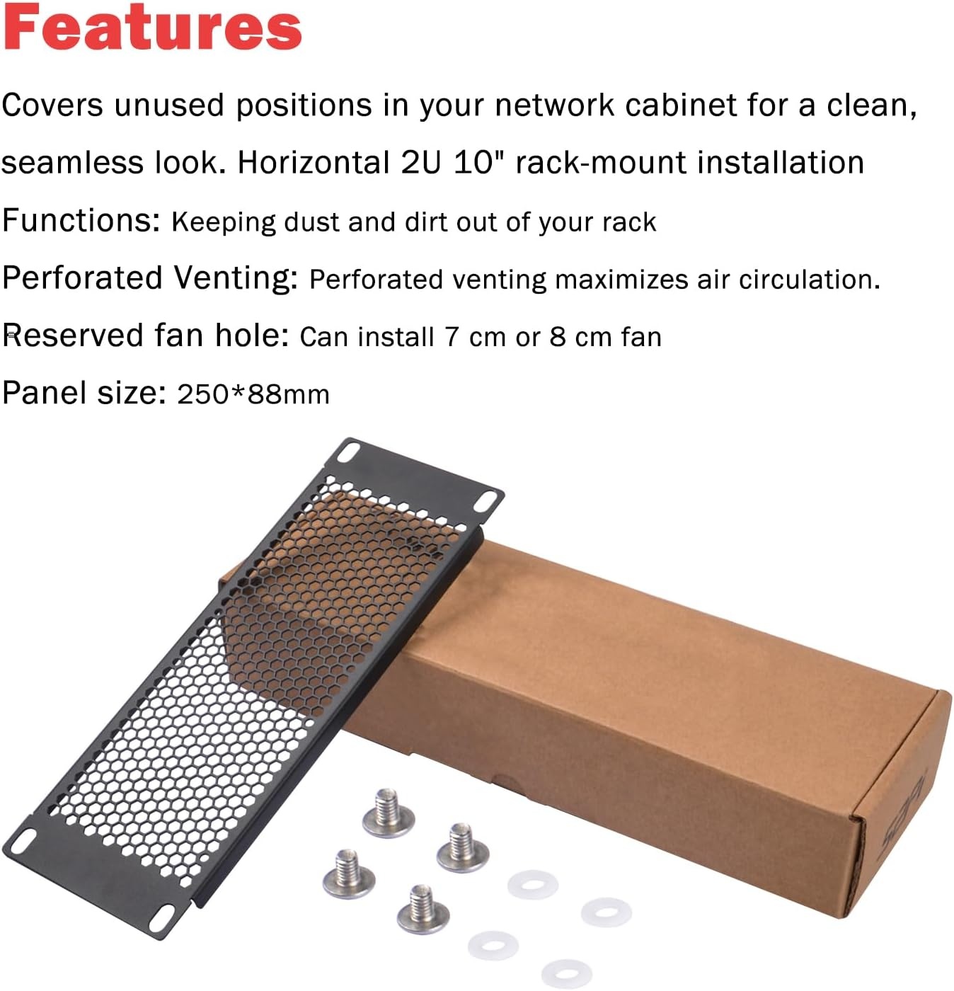 Geventileerd Rackpaneel 2U voor 10 inch Serverracks | Zwart Metaal