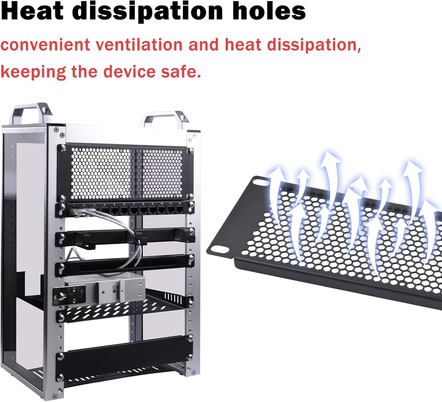 Geventileerd Rackpaneel 2U voor 10 inch Serverracks | Zwart Metaal