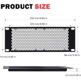 Geventileerd Rackpaneel 2U voor 10 inch Serverracks | Zwart Metaal
