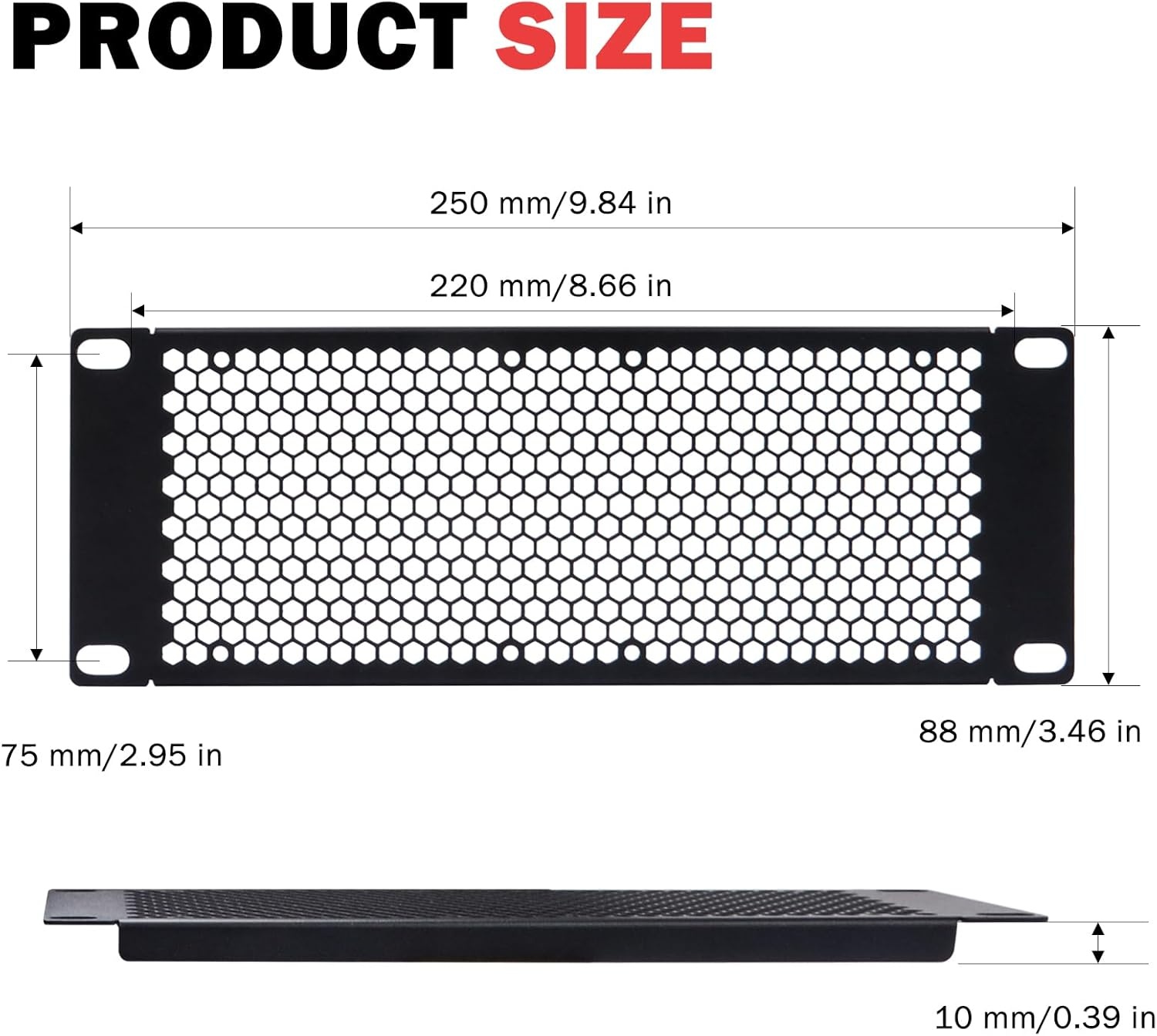 Geventileerd Rackpaneel 2U voor 10 inch Serverracks | Zwart Metaal