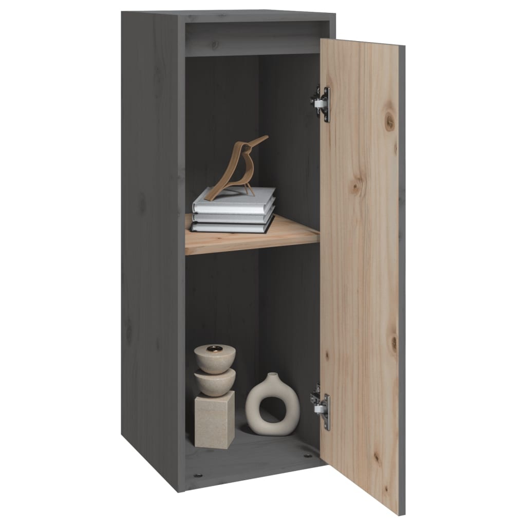 vidaXL Wandkast 30x30x80 cm massief grenenhout grijs