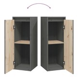 vidaXL Wandkast 30x30x80 cm massief grenenhout grijs