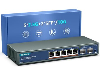 7-poorts 2.5G Managed Ethernet Switch met 2x 10G SFP & Wandmontage (34% Korting)
