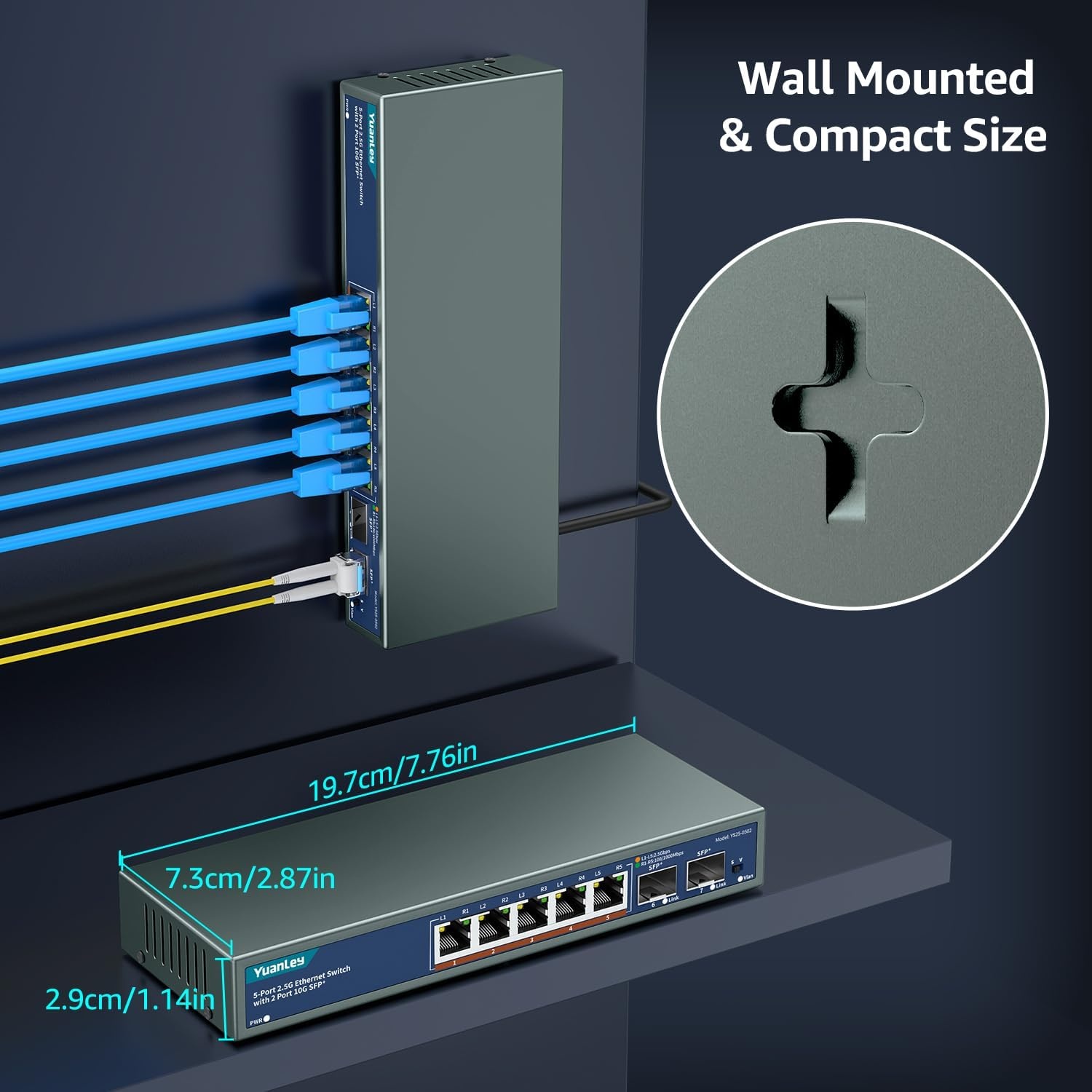 7-poorts 2.5G Managed Ethernet Switch met 2x 10G SFP & Wandmontage (34% Korting)