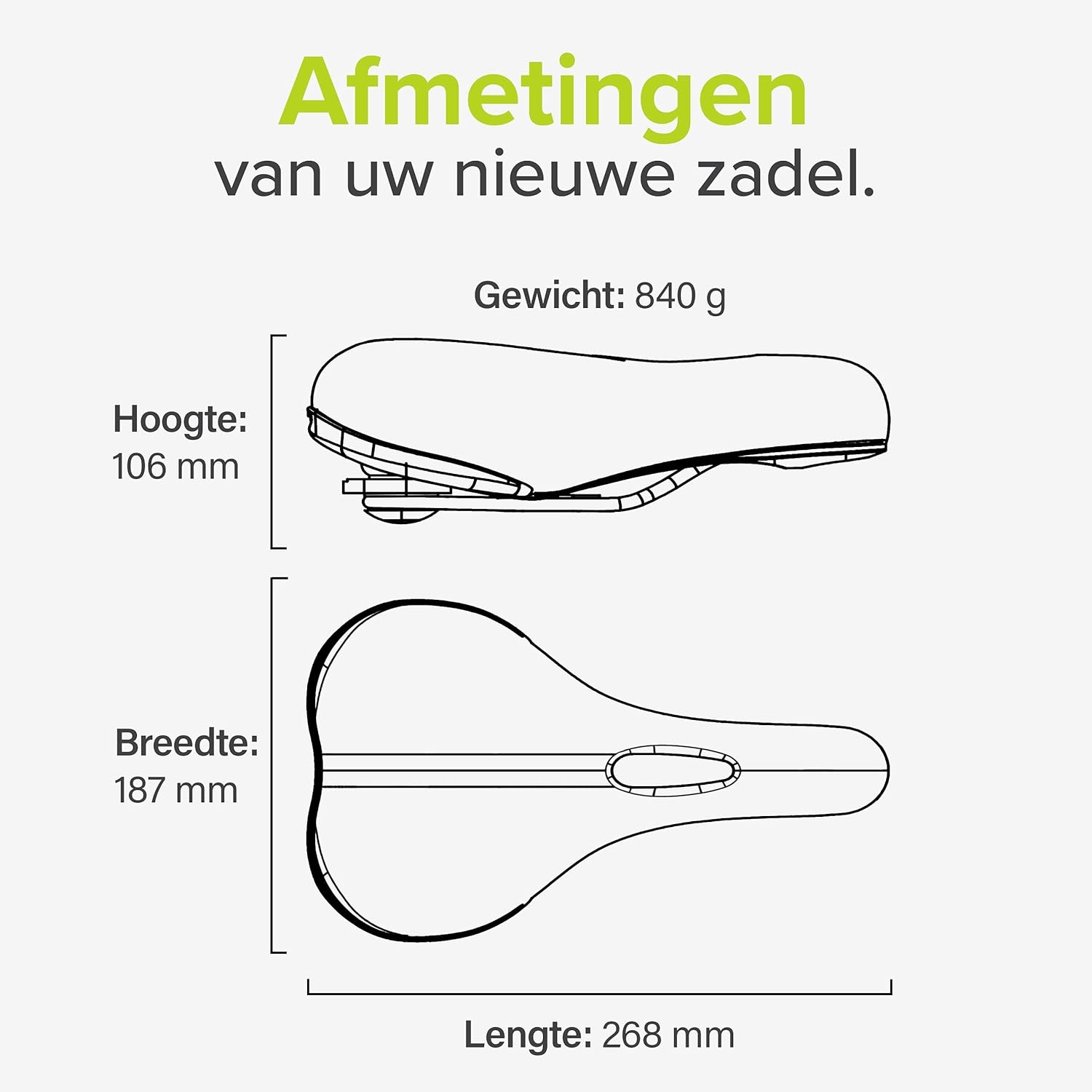 Comfortabel fietszadel voor stadsfiets | Unisex | 33% Korting