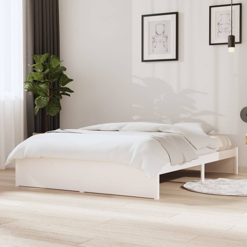 vidaXL Bedframe massief hout wit 140x200 cm