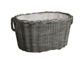 vidaXL Houtmand met handvatten 59x42x28 cm wilgenhout grijs