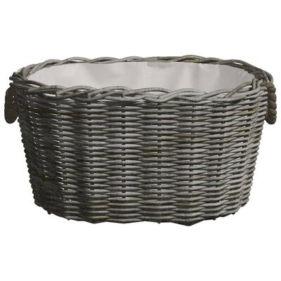 vidaXL Houtmand met handvatten 59x42x28 cm wilgenhout grijs