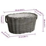 vidaXL Houtmand met handvatten 59x42x28 cm wilgenhout grijs