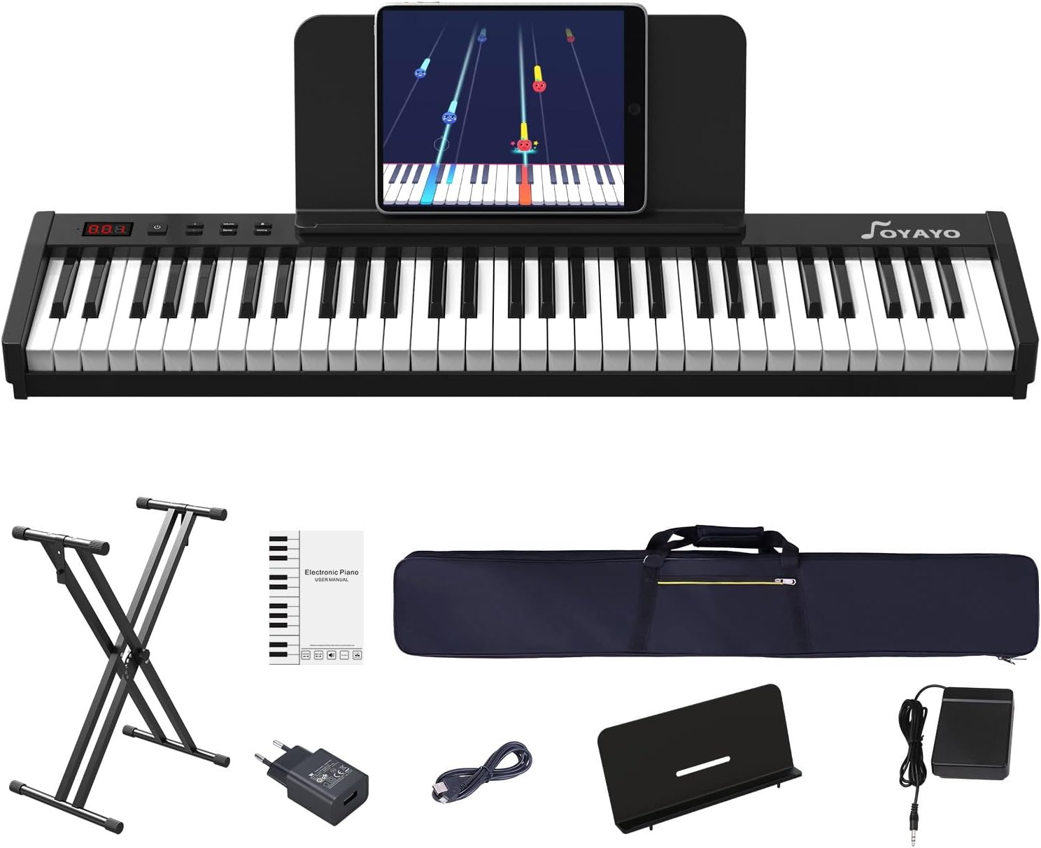 Digitale Piano 61 Halfgewogen Toetsen + Standaard | 59% Korting